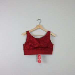 Sankom v Neck Classic Lace Bra Womens L XL Red Slimming Posture Shaper New 164